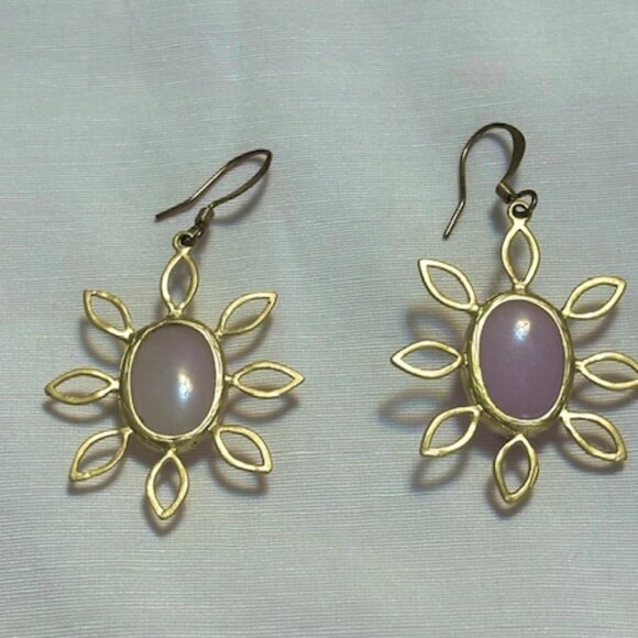 Pink Quartz and Gold-Tone Earrings - Picture 1 of 5